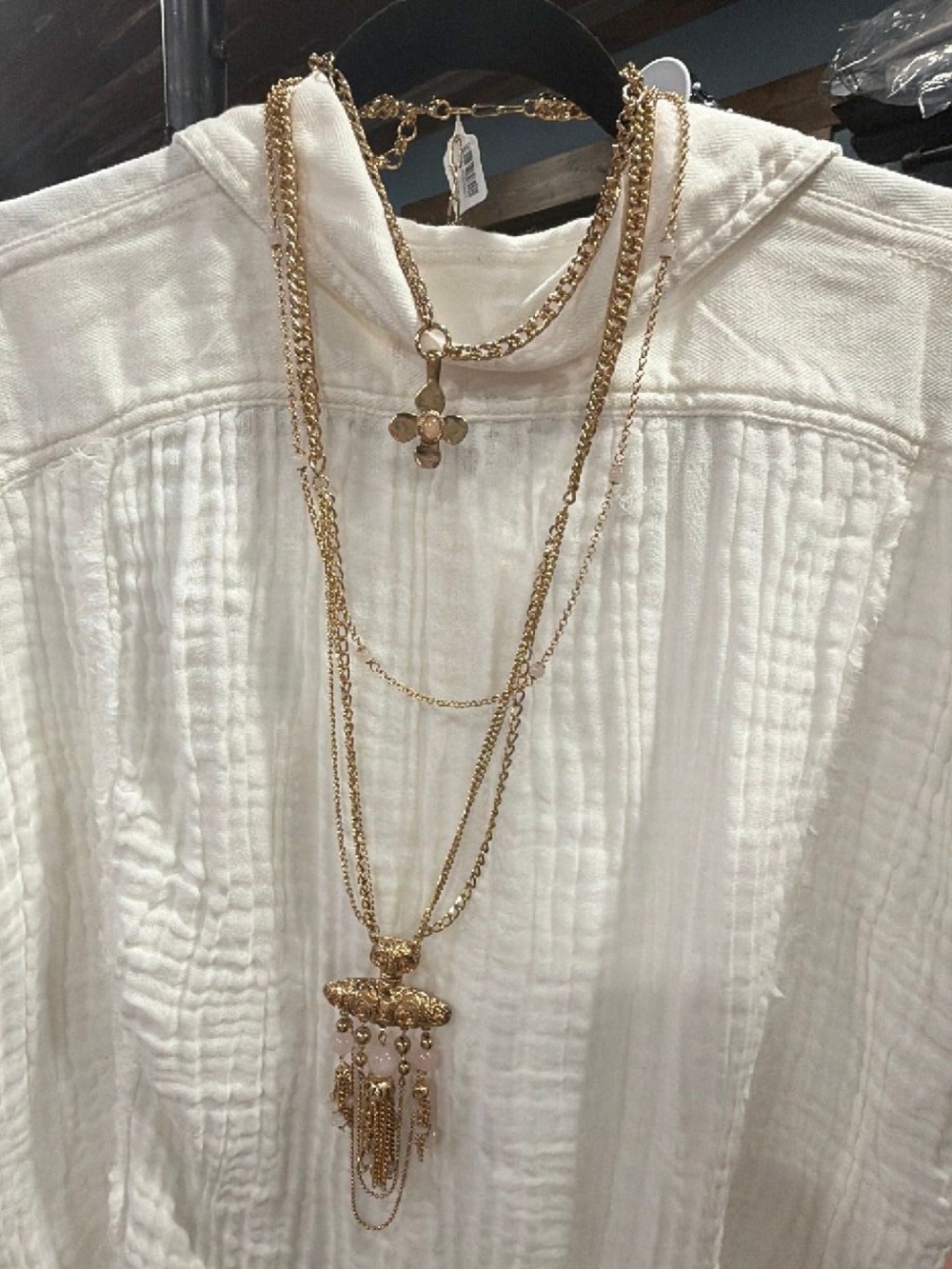 Free People Gold Layered Pendant Necklace